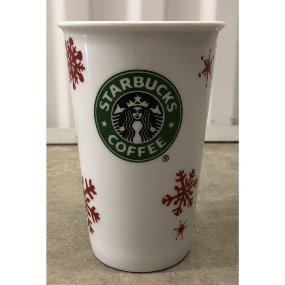 Starbucks 2010 Christmas Holiday Red Snowflake Tall Latte Mug Coffee Cup